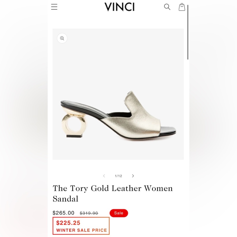 VINCI The Tory Gold Leather Heels- Size 39